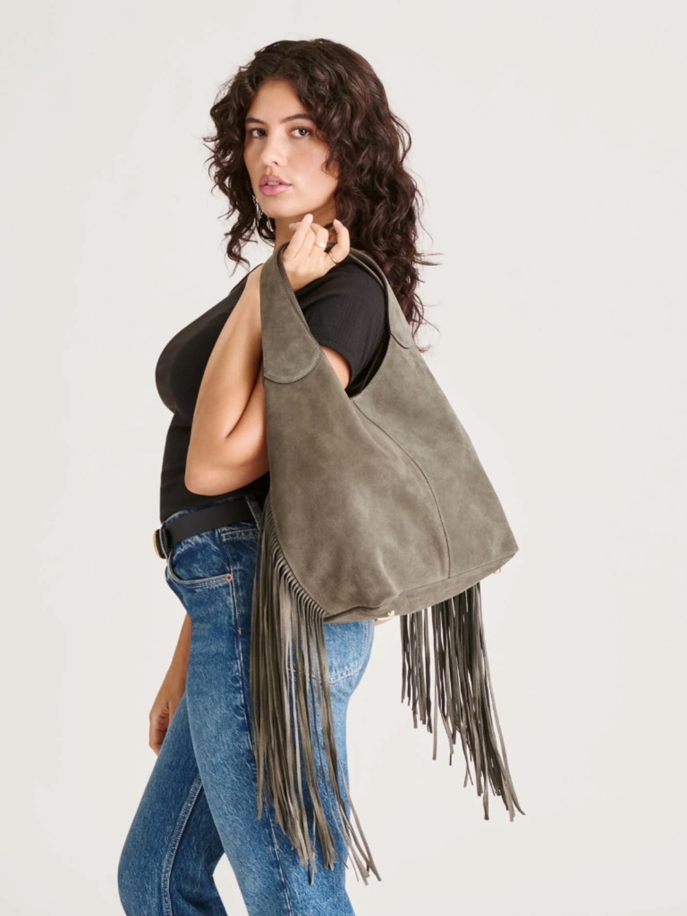 Dolce Vita Nakoma Shoulder Bag Olive Suede - Picture 2 of 2